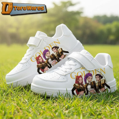 Kids K-Pop Demon Hunters Inspired Graphic Hook & Loop/Lace Shoes