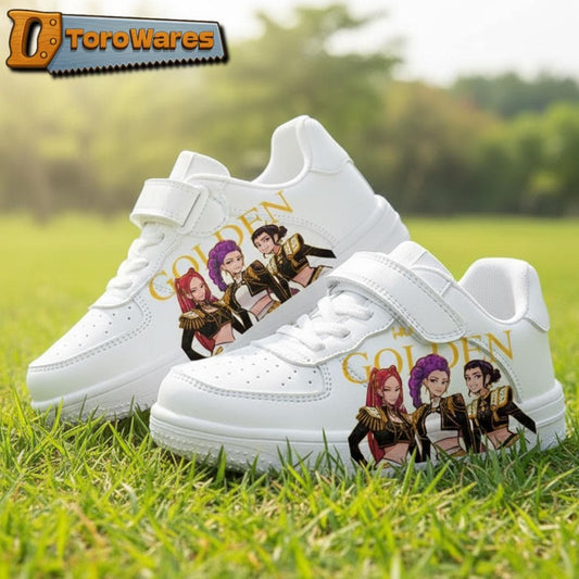Kids K-Pop Demon Hunters Inspired Graphic Hook & Loop/Lace Shoes