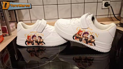 Kids K-Pop Demon Hunters Inspired Graphic Hook & Loop/Lace Shoes