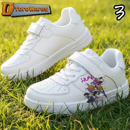 Kids K-Pop Demon Hunters Inspired Graphic Hook & Loop/Lace Shoes